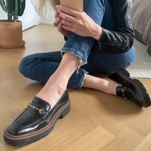 Sam Edelman Black Loafers with Brown Sole